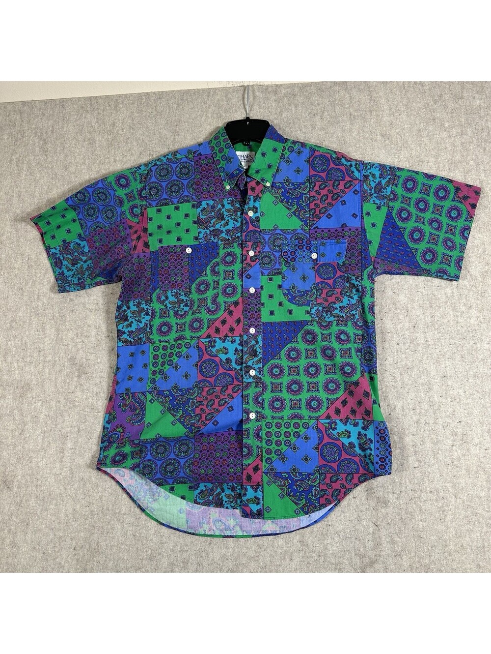 Vintage Chaps Ralph Lauren Shirt Mens Medium Purple Green Paisley Button Up 90s